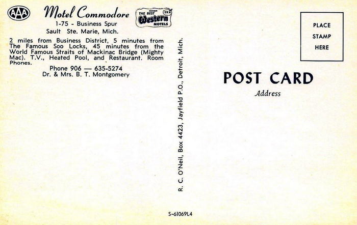 Motel Commodore - Old Postcard And Promos (newer photo)